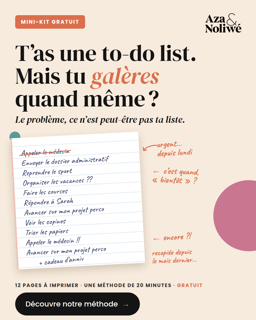 De ma tête à ma semaine — Le mini-kit gratuit ♡